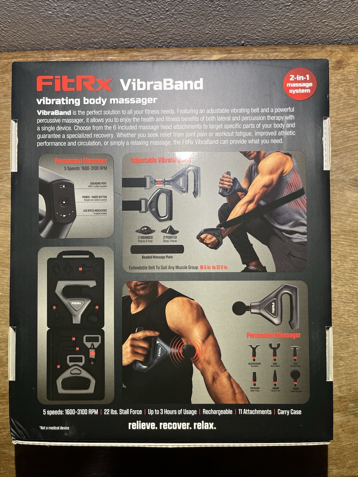 FitRx VibraBand 2-in-1 Vibrating Body Massager – Brand New in Box – Rechargeable