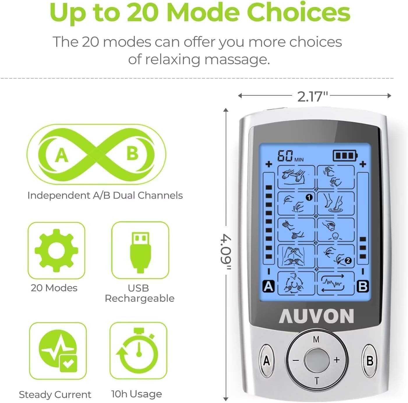 Pain Relief Device with 20 Modes and Adjustable Intensities for Targeted Therapy
