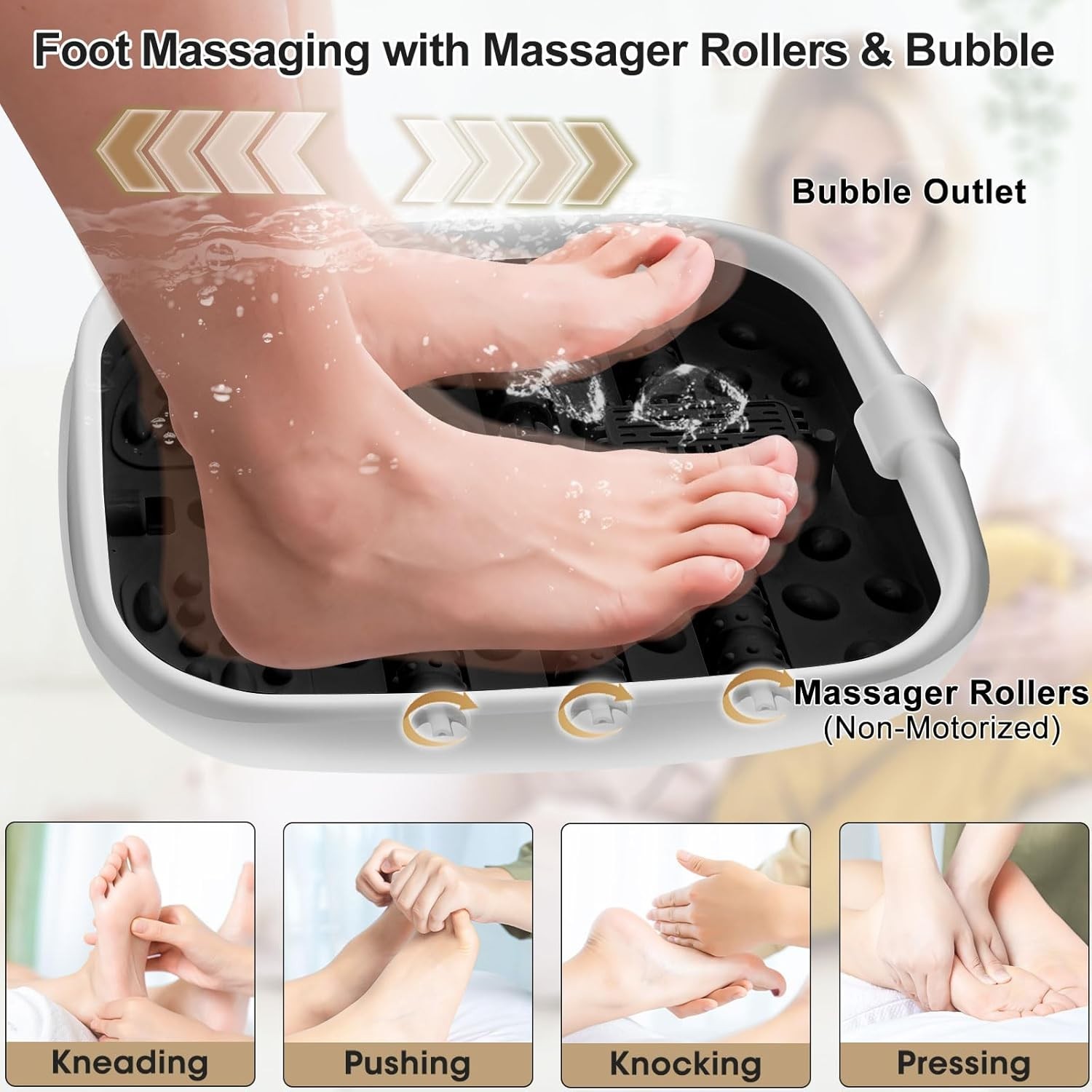 X Large Feet, Foot Spa Bath Massager Heat Soaker Massage Bubble Roller Deep Soak