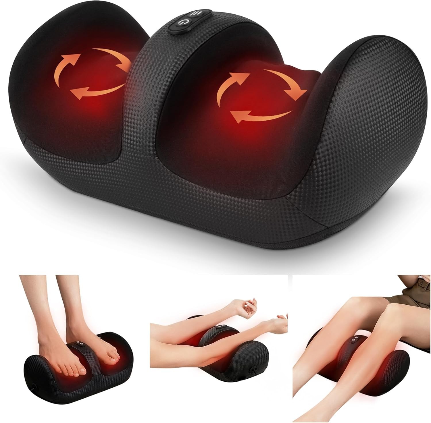 Calf & Foot Massager with 3 Intensity Levels and Built-in Timer for Pain Relief