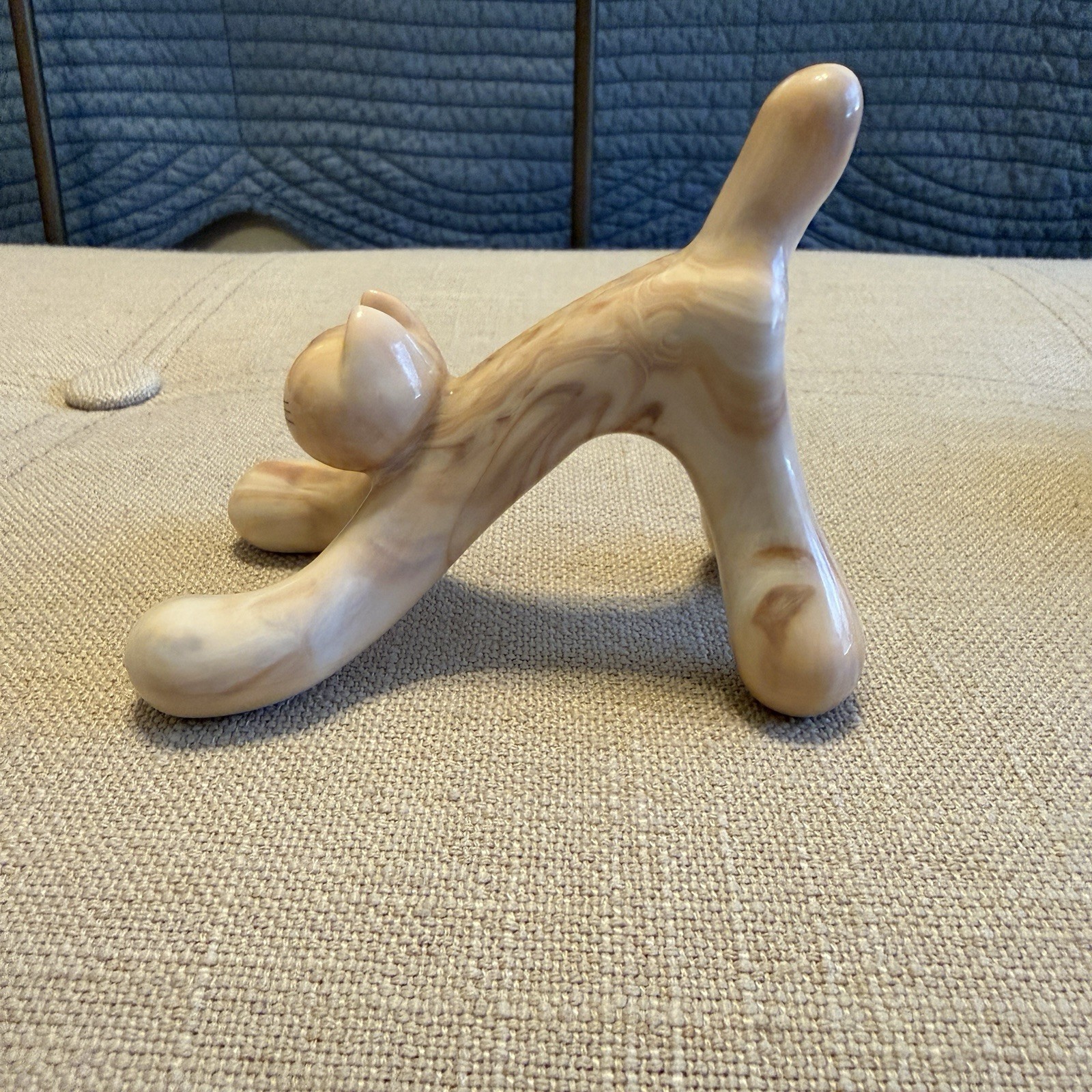 Tan Cat-Shaped Plastic Hand Massager for Back, Neck, Shoulders Pain Relief
