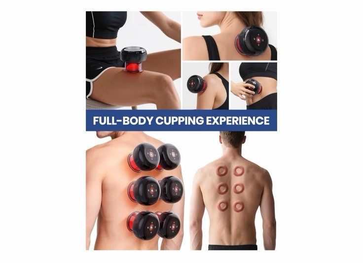 EURPMASK 2 Pack 5-in-1 Electric Cupping Kit 24 Levels Adjustable Suction & Heat