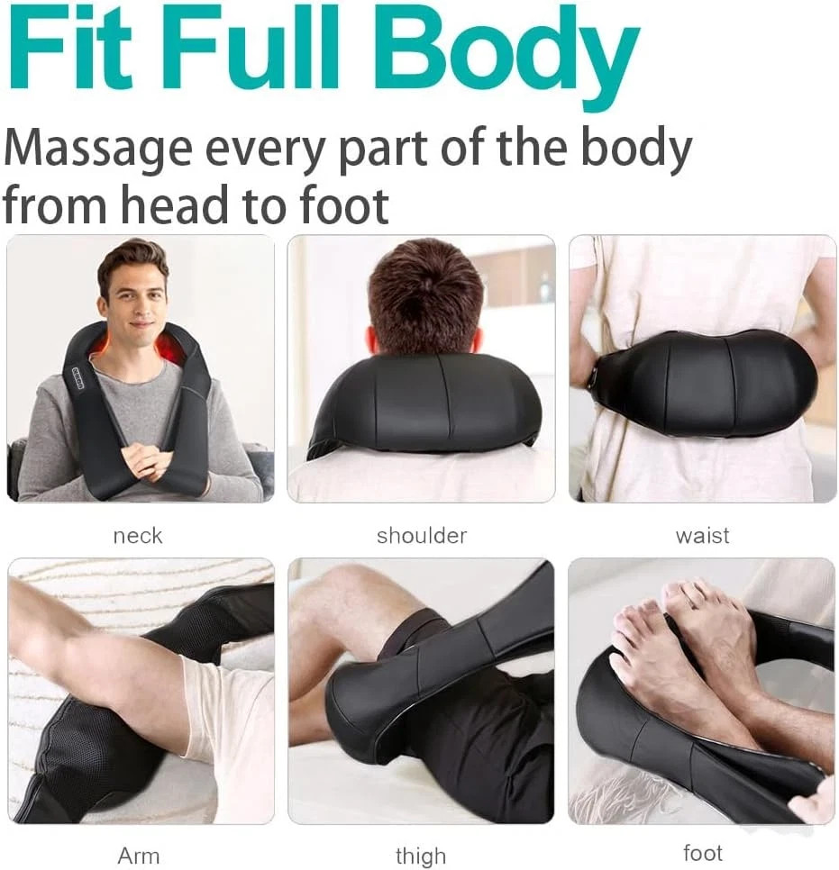 Shiatsu Back Neck and Shoulder Massager with Heat Deep Tissue 3D Kneading Pillow