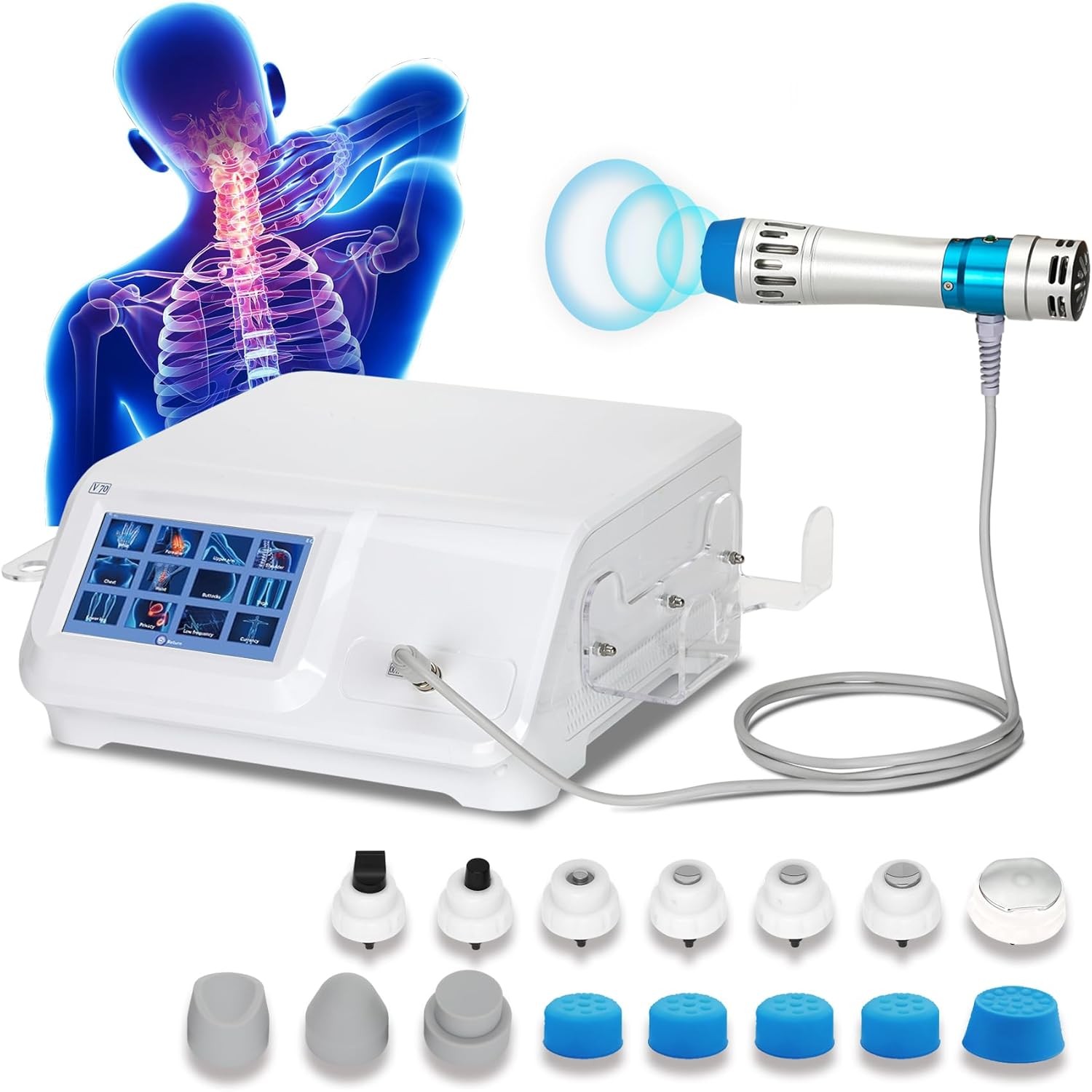 Touch Screen Focused Shockwave Therapy Machine 7 Heads ED Treatment Pain Relief