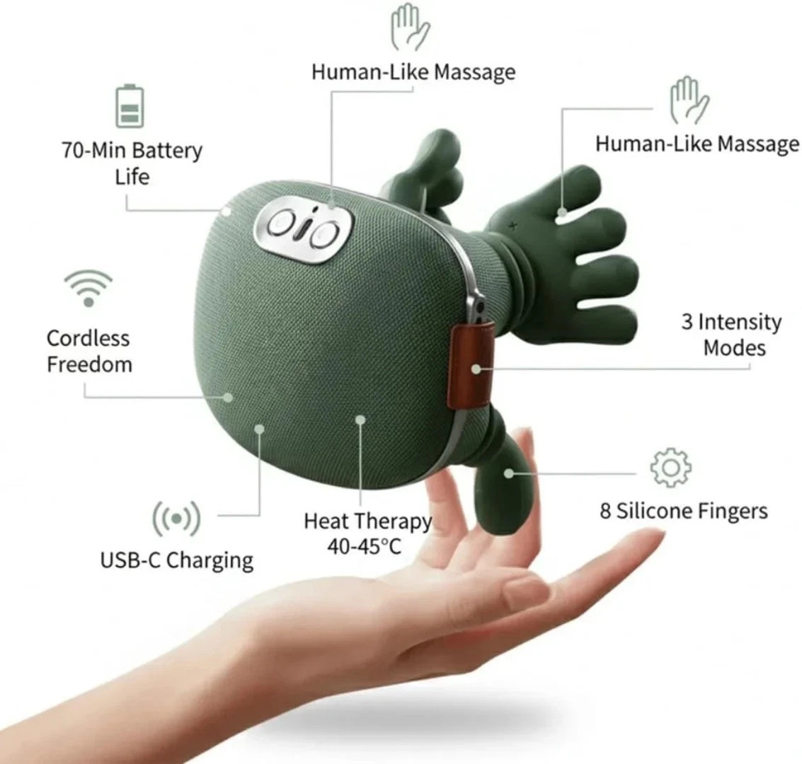 Neck Shoulder Massager with Heat Simulated Human Hand Cervical Trapeziu Massager