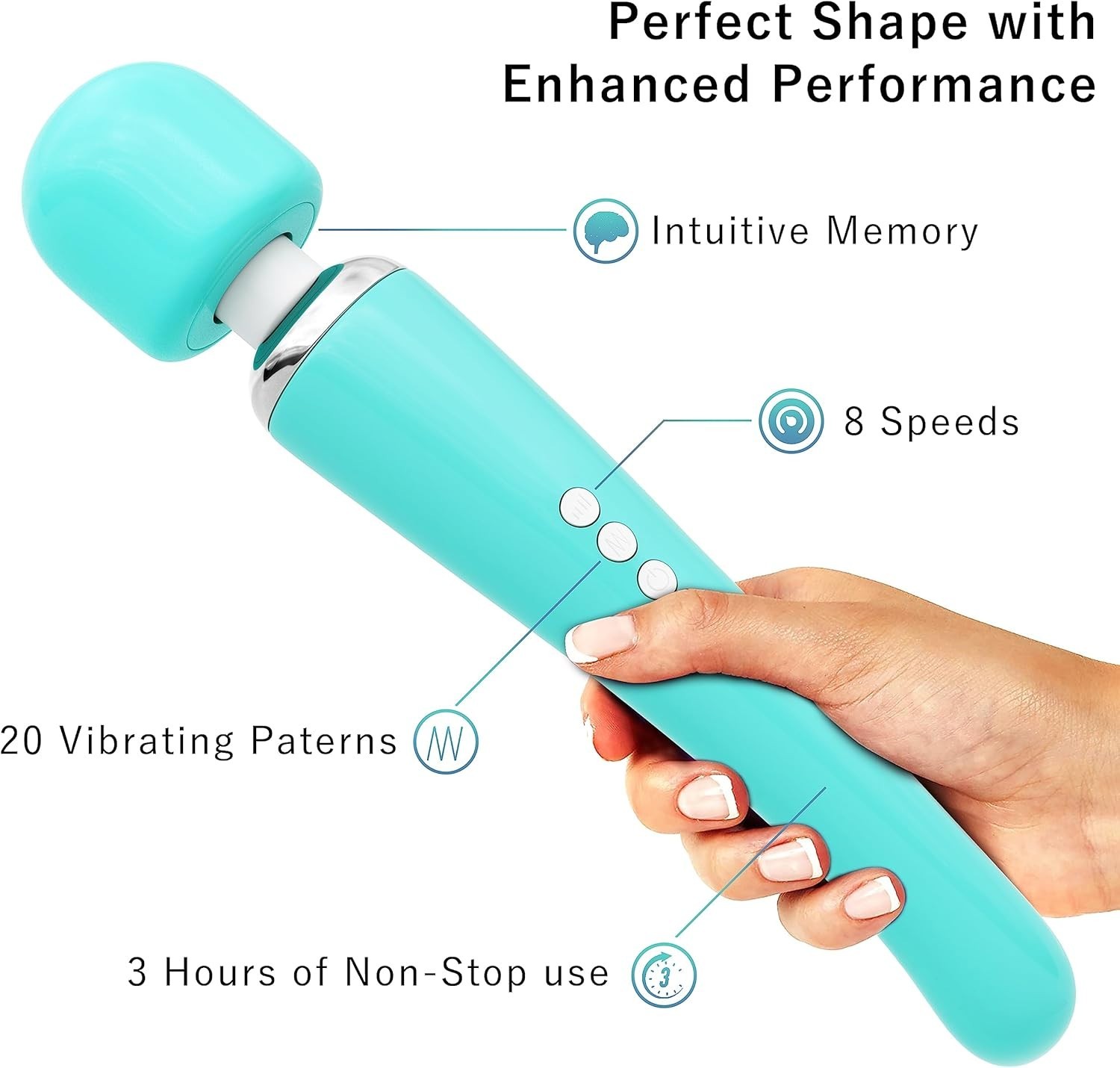 Therapeutic Cordless Massager in Aquamarine – 20 Patterns for Total Relaxation