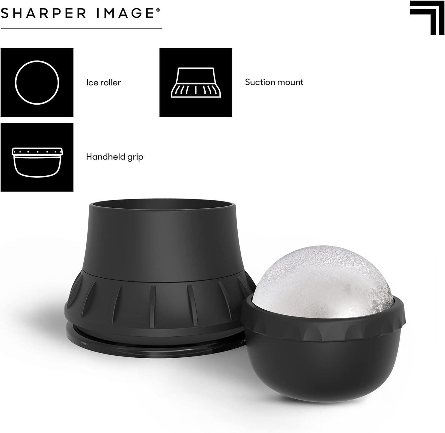 Sharper Image Ice Therapy Massage Ball with Suction Wall Mount, Liquid-Cool Core