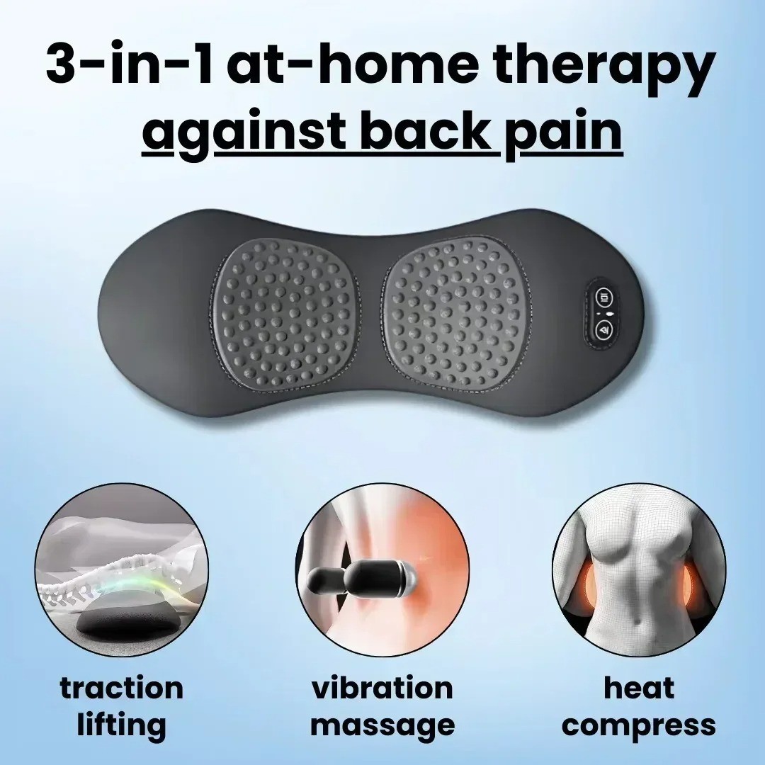 3 In 1 Electric Lumbar Support Pillow Smooth Spine Triple Fusion Back Massager