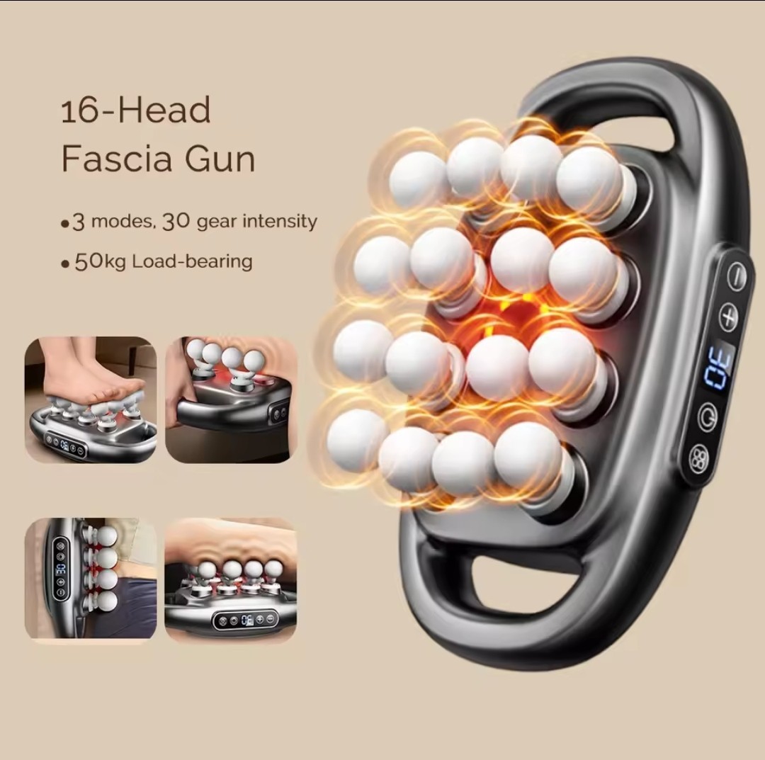 16-Head Whole Body Fascia Gun Massager for shoulder back waist deep tissue