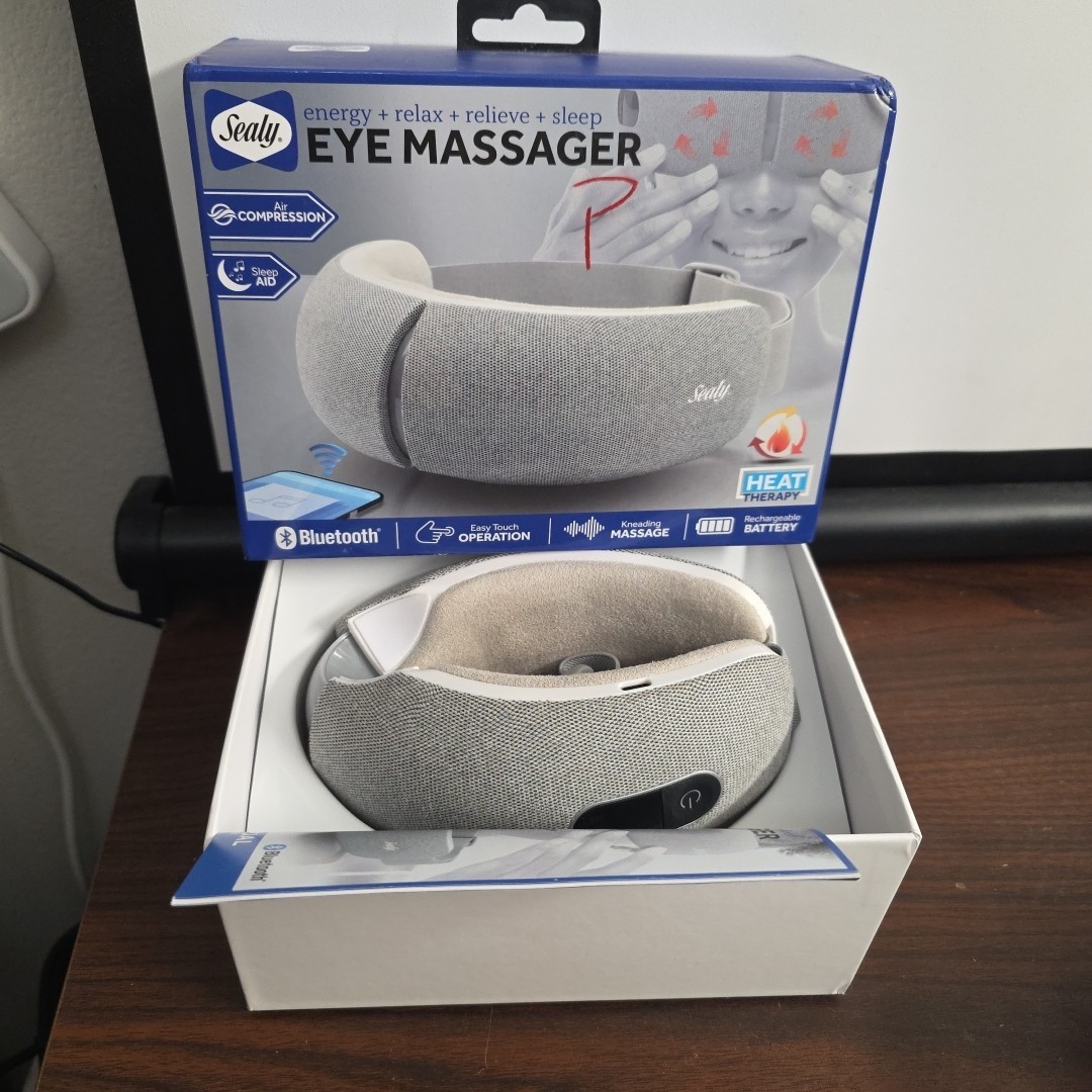 Sealy Bluetooth Eye Massager with Heat Compression, Relaxing Eye Massager