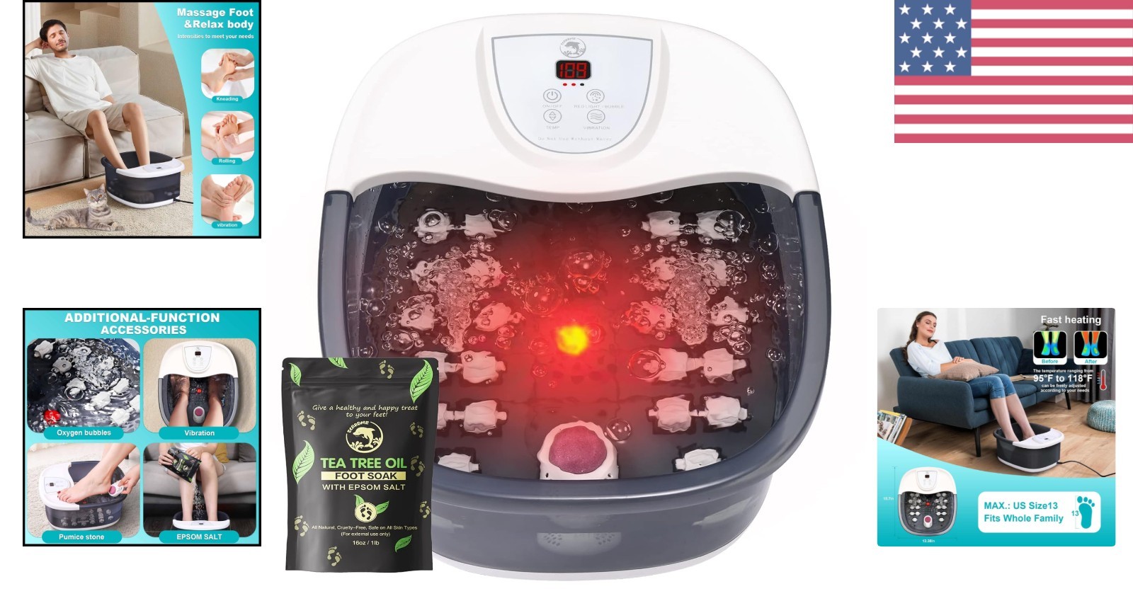 Portable Foot Soaking Tub with Heat & 22 Roller Massagers – Ideal Gift Choice