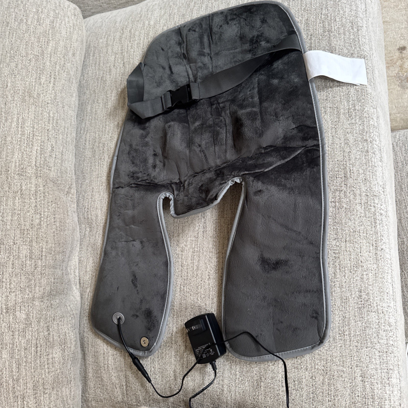Sharper Image Heated Neck and Shoulder Massager Wrap Gray, Used