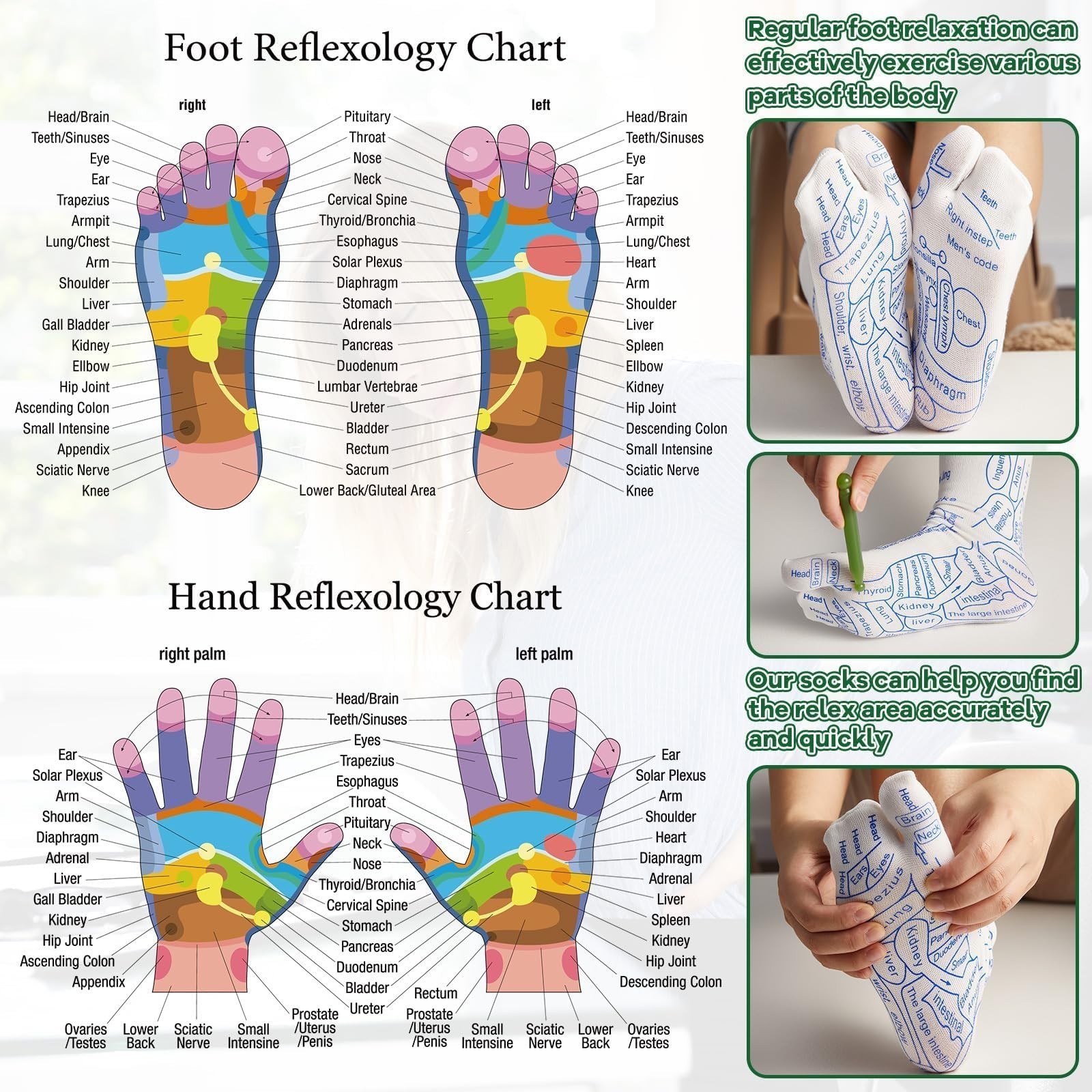 Reflexology Socks & Gloves Set – Foot Massage Tools, Acupressure & Trigger Point