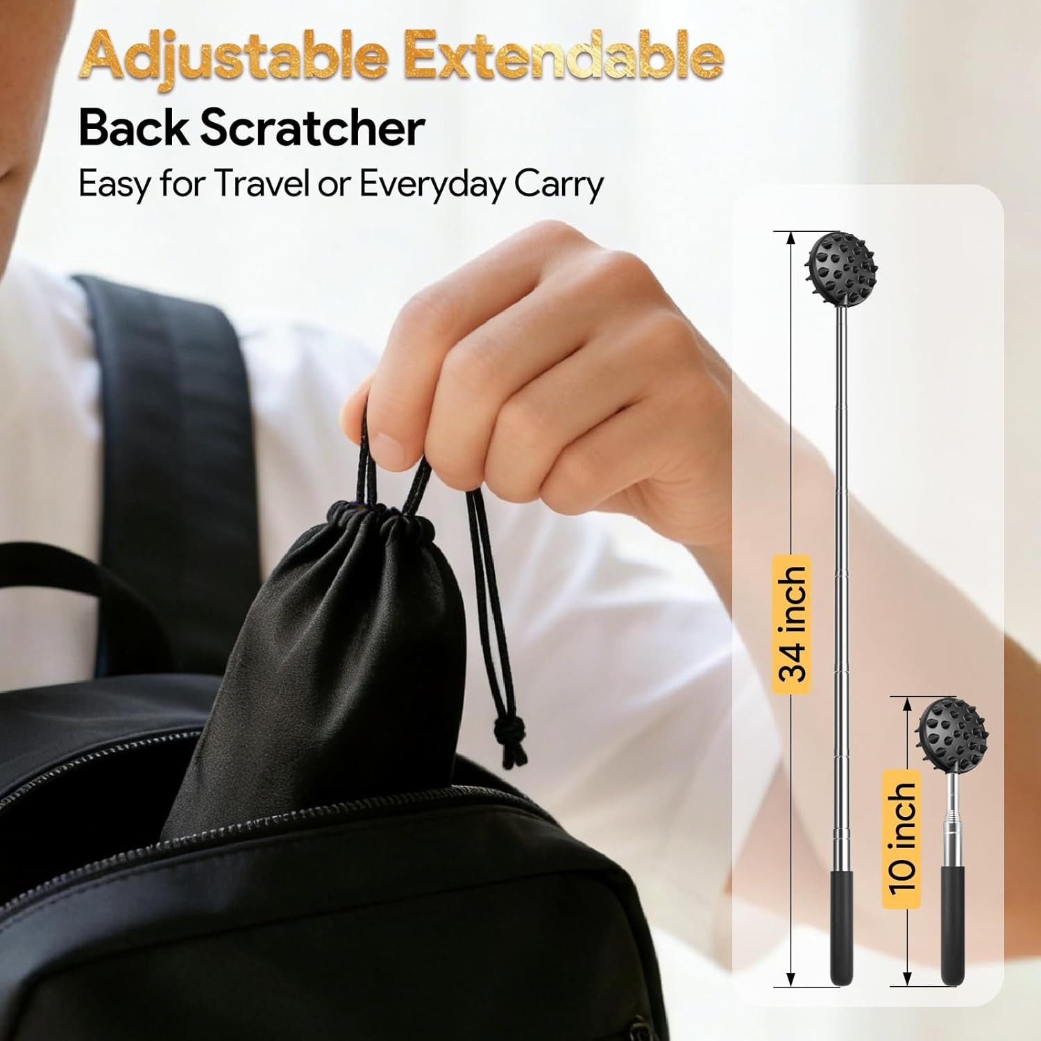 TUKUOS Telescoping Back Scratcher with 5 Detachable Scratching Heads