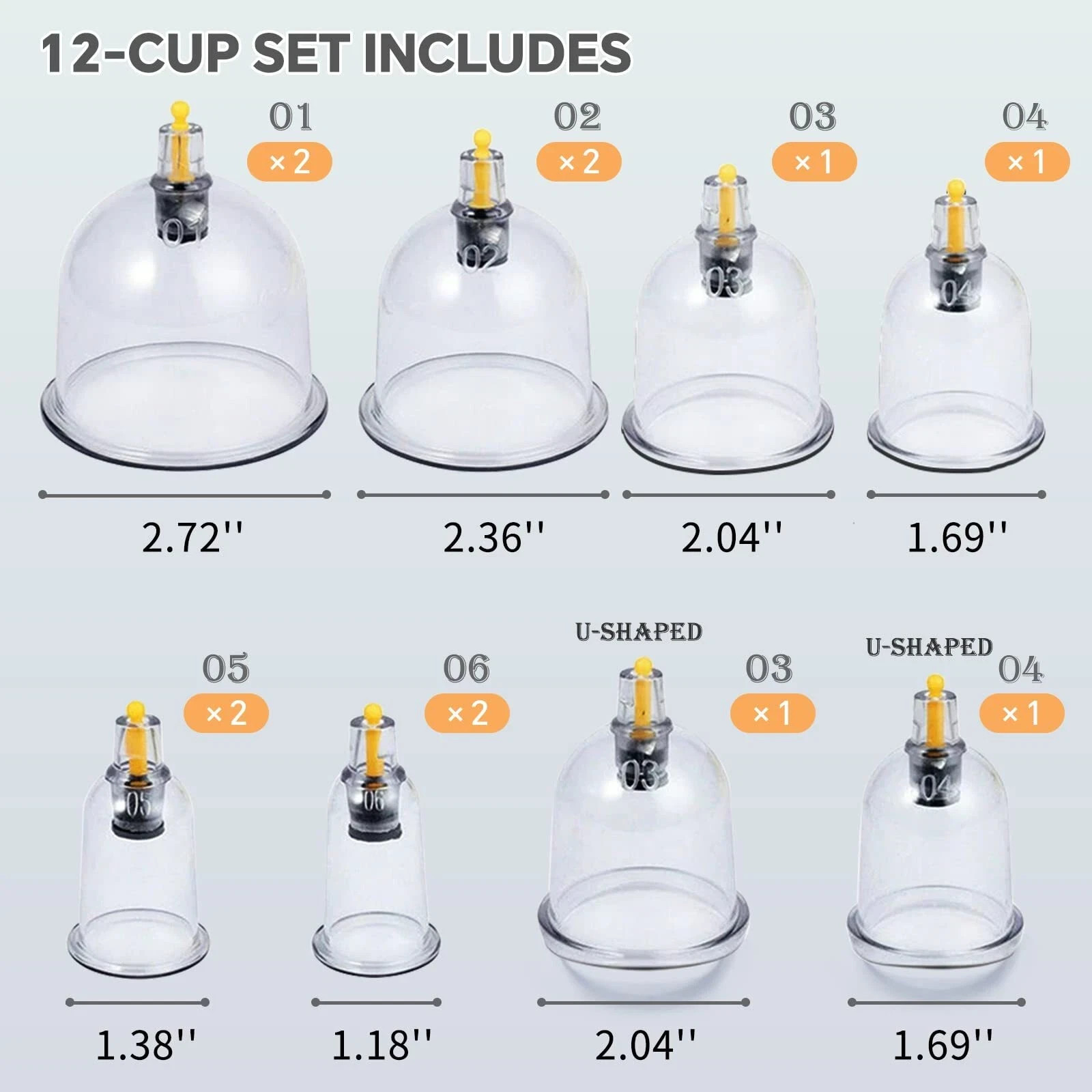 Cupping Therapy Set 12 Massage Cups for Back Pain Relief Physical with Hand Pump