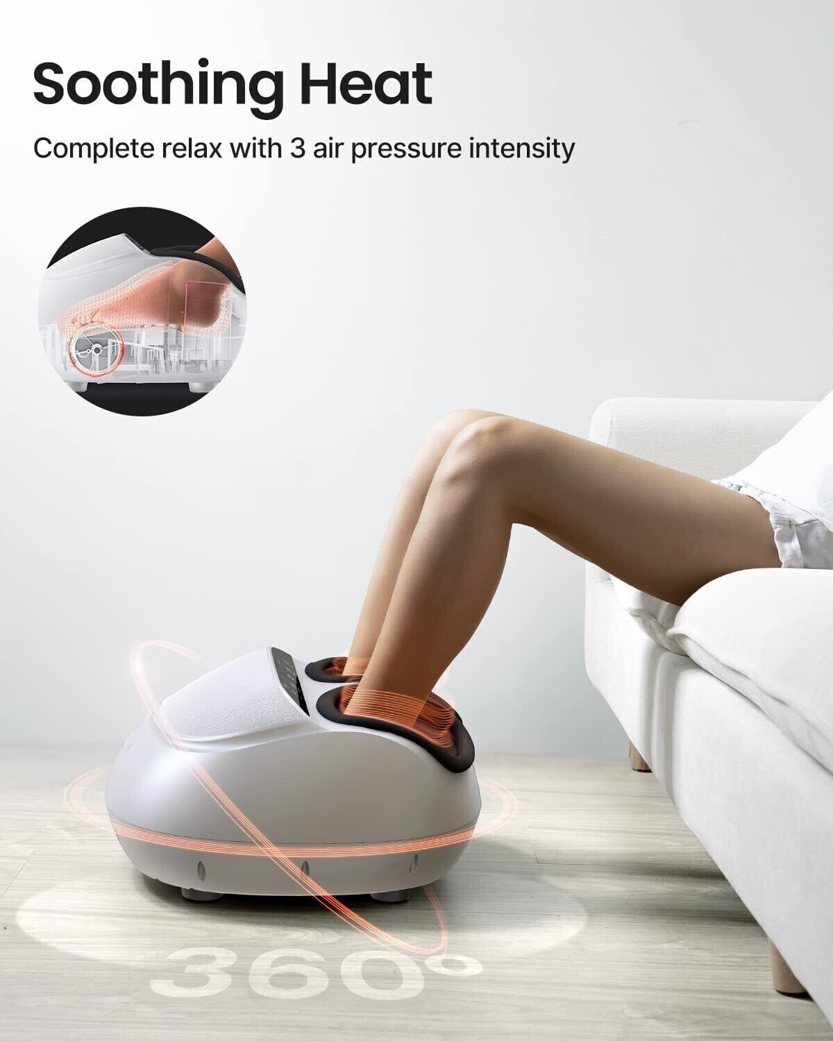 RENPHO RF-FM059W Foot Massager Machine, Heat Shiatsu Deep Kneading Multi (White)