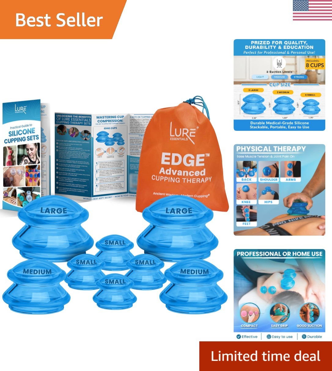 EDGE Silicone Cupping Set, Cupping Kit for Massage Therapy, Long Lasting Cups…