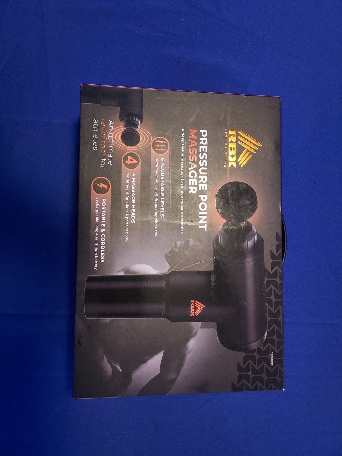 RBX Cordless Percussion Massager 6-Speed Pressure Point 4-Head
