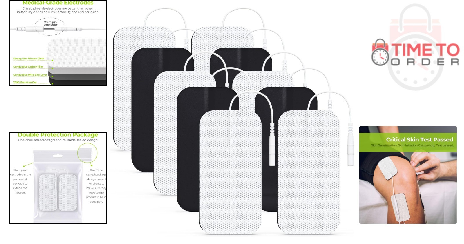 TENS Unit Pads Latex-Free Rectangular 2x4in 10 Pack for Electrotherapy