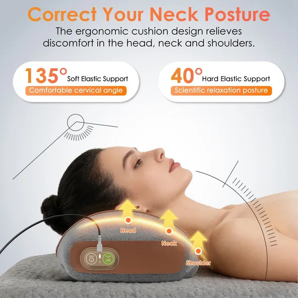 3-in-1 Neck Massager Pillow Ergonomic Massager With Heating Vibration Air Compre