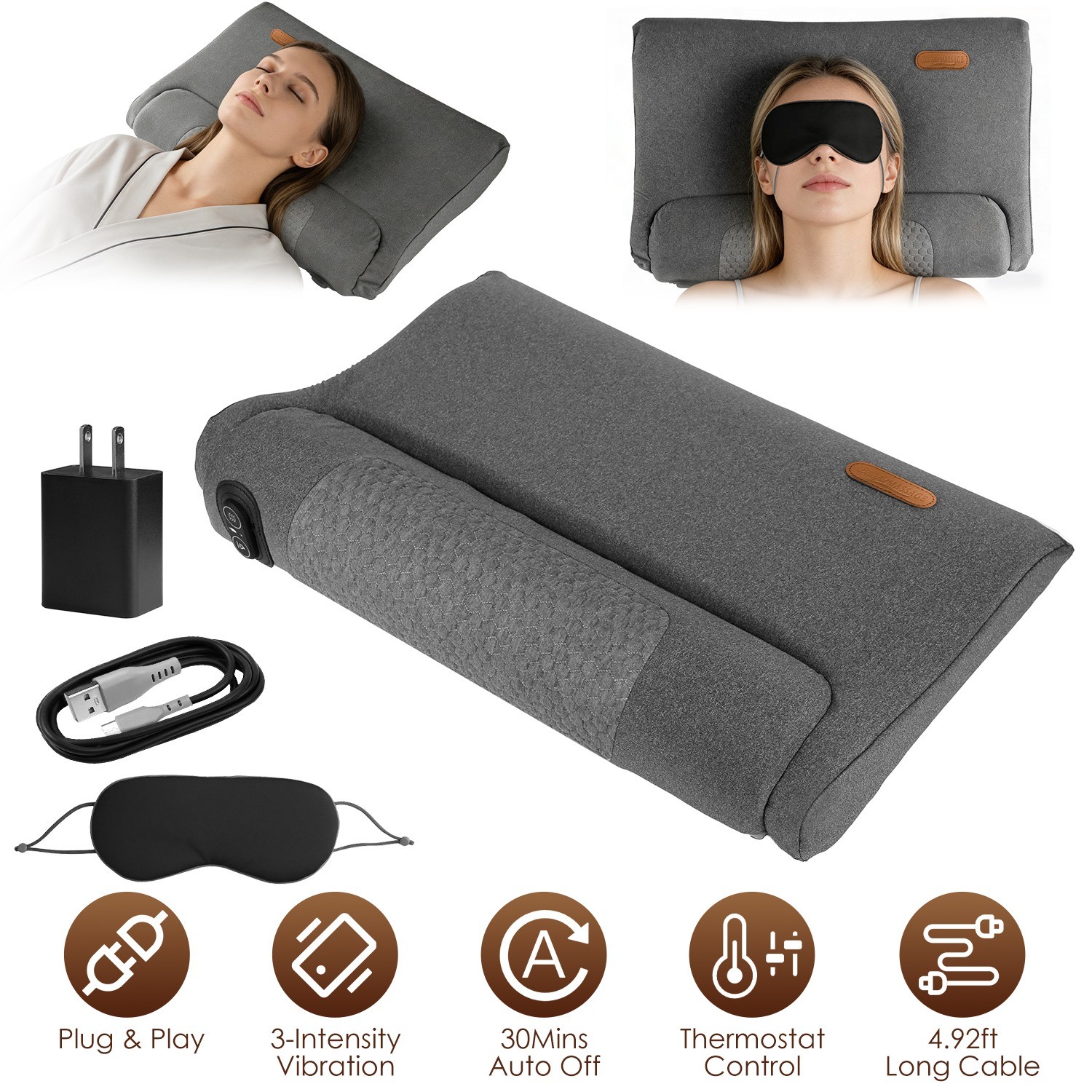 Therapeutic Memory Foam Neck Massager Pillow For Dual-Mode Relaxation System