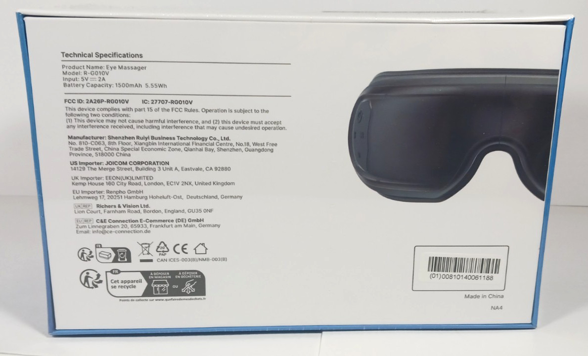 New Renpho Eyeris 3 Eye Massager Voice Control Free Shipping