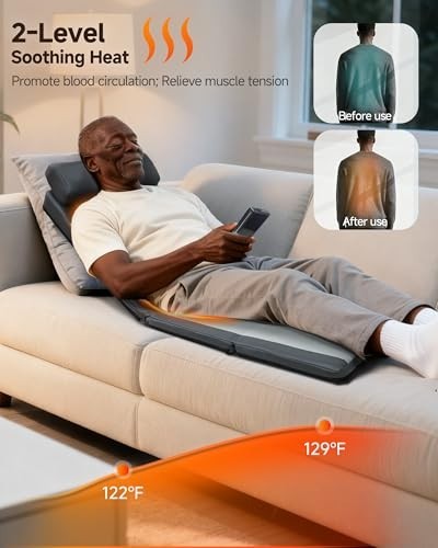 Snailax Shiatsu Back Massage Mat with Heat, Vibration Full Body Pad