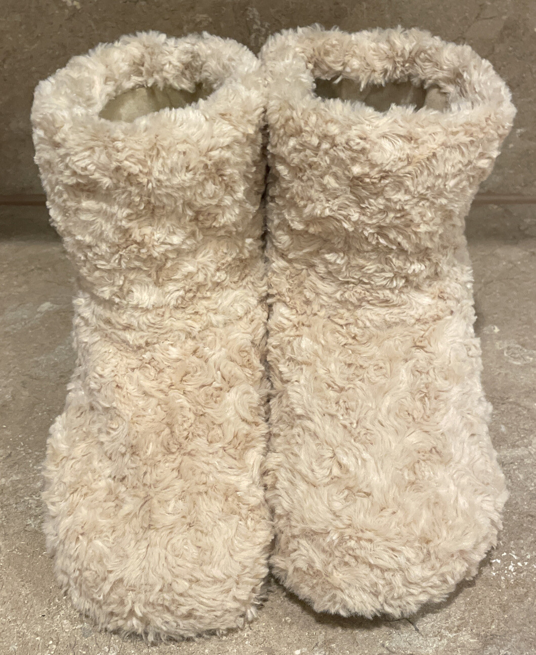 Womens Bootie Vibration Slippers Size Large Cream Work Great!