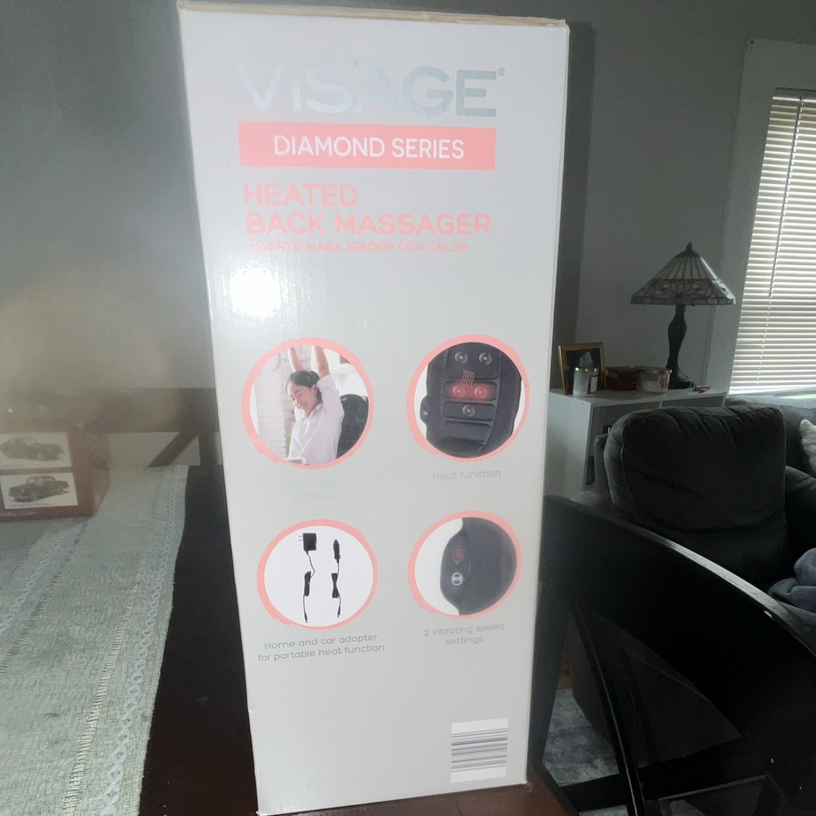 VISAGE Diamond Series Heated Vibrating Back Massager 4 Heads Black HGM-105