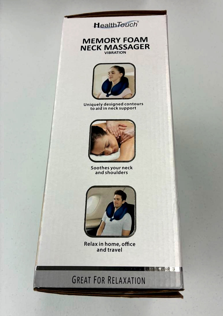 Health Touch Memory Foam Neck Massager Vibration Blue Battery Powered