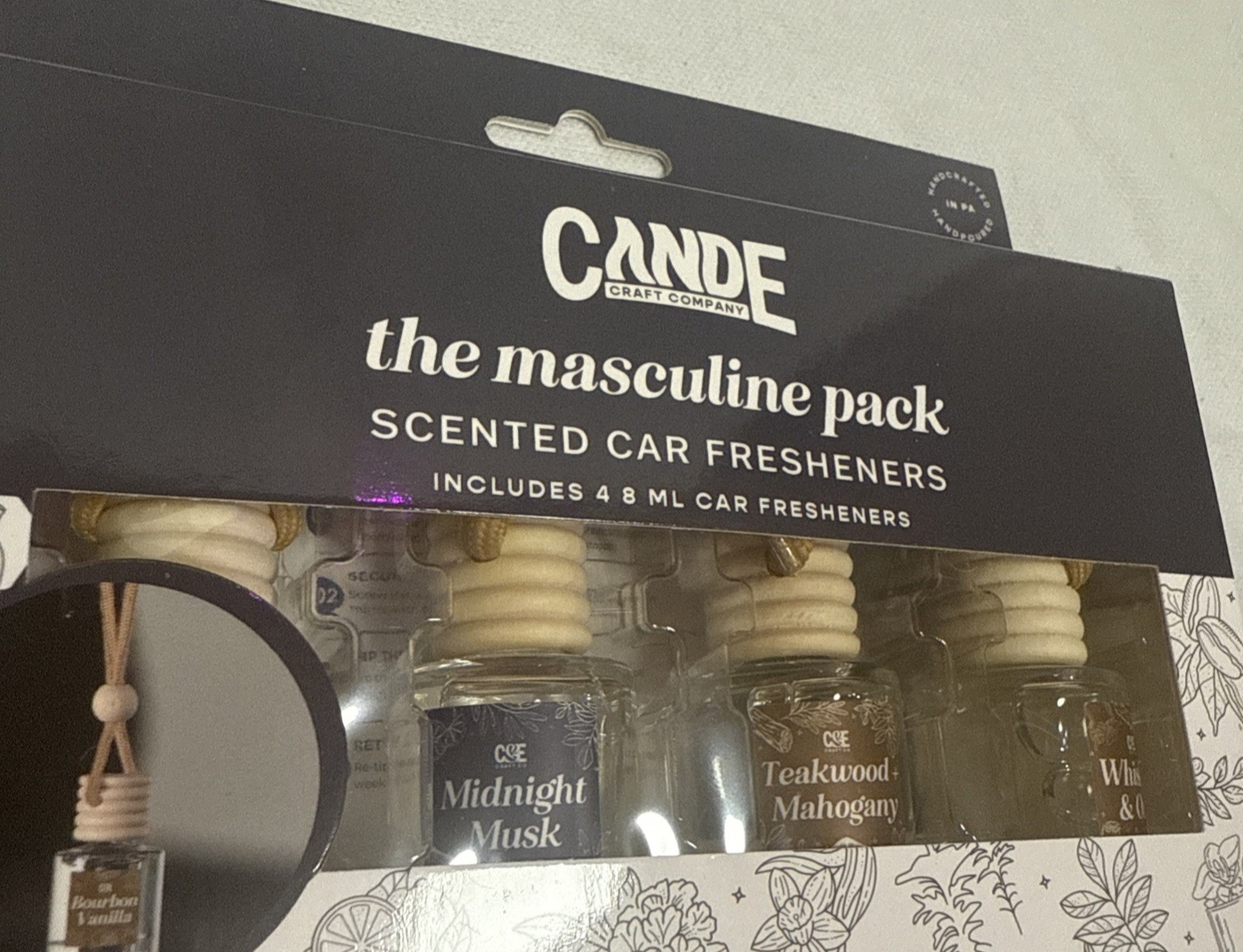 CANDE CRAFT COMPANY SCENTED CAR FRESHENER MASCULINE PACK