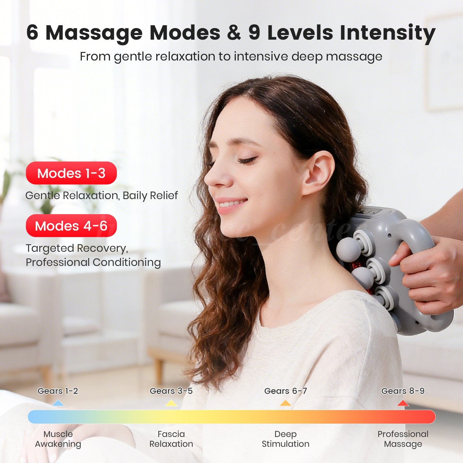 8 Head LCD Fascia Gun 6 Modes 9 Speeds Deep Tissue Massager For Muscle Relief