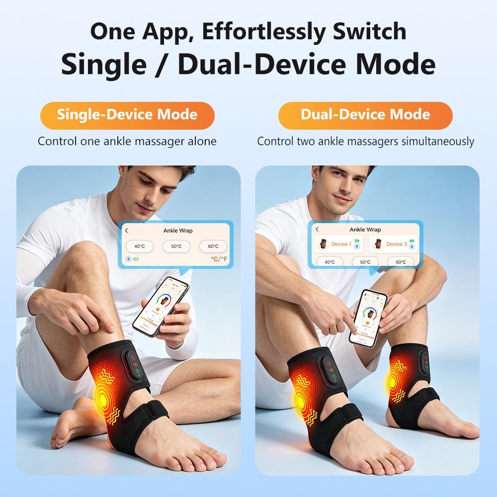 APP Control Foot & Ankle Massager Pain Relief 3 Heating Levels 3 Vibration Modes