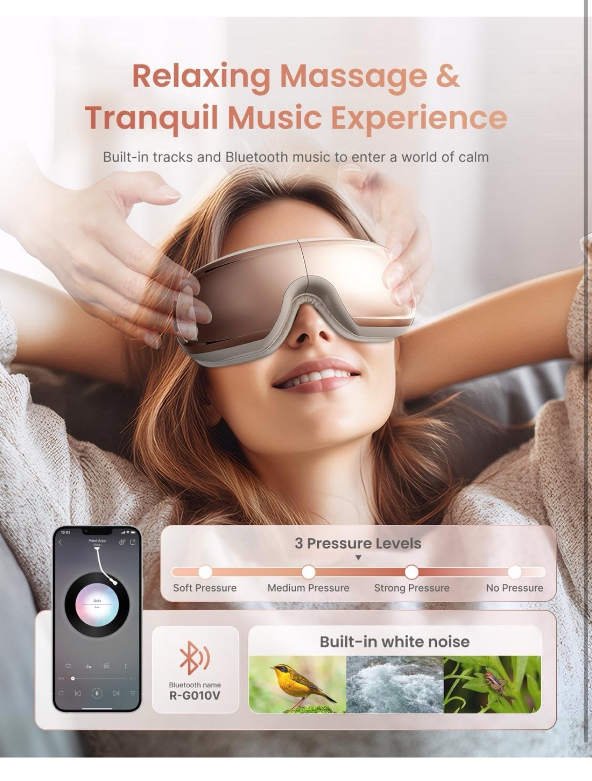 RENPHO Eye Massager Eyeris 3 With Heat and Cooling + Voice Control & Ice Pack