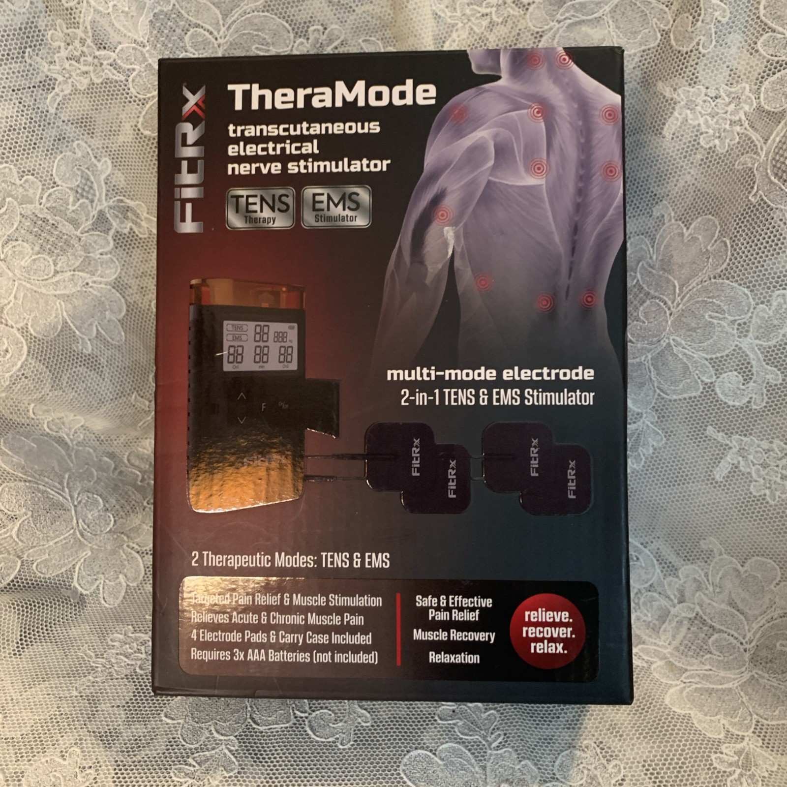 FitRx TheraMode 2-in-1 TENS & EMS Electrical Nerve Stimulator 2 Modes New Open