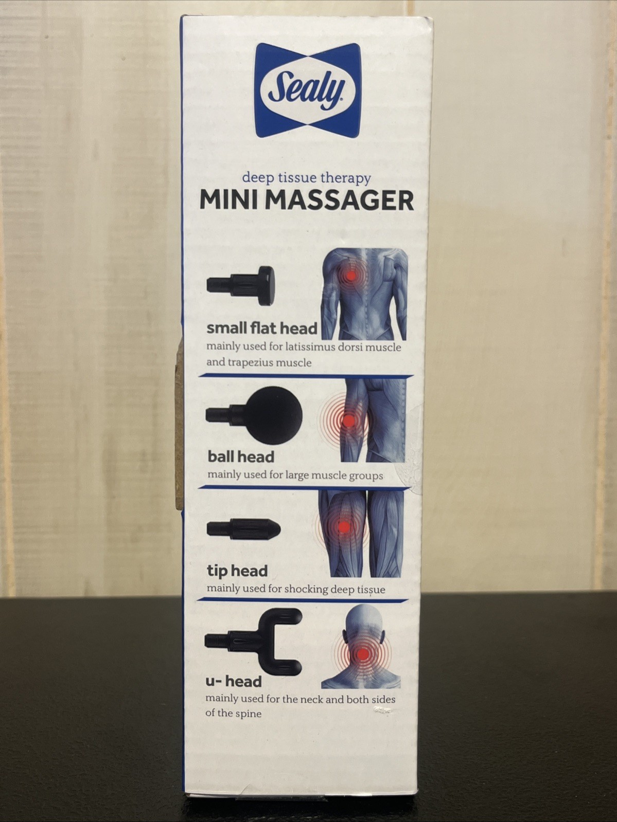 Sealy Deep Tissue Therapy Mini Massager 4 Heads 6 Modes Deep Muscle Relief