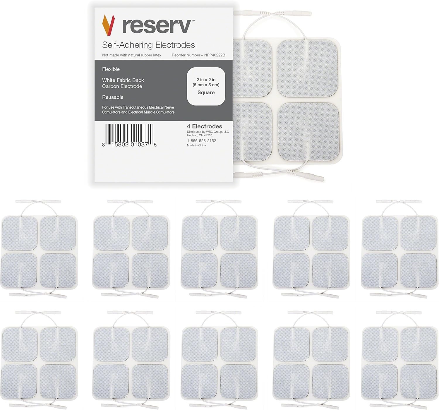 Comfortable 2×2 Electrode Pads – 40 Count Latex-Free for Pain Relief