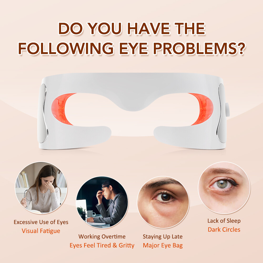 LED Red Light Therapy Eye Device Vibration Massage Reduce Dark Circles, Wrinkles