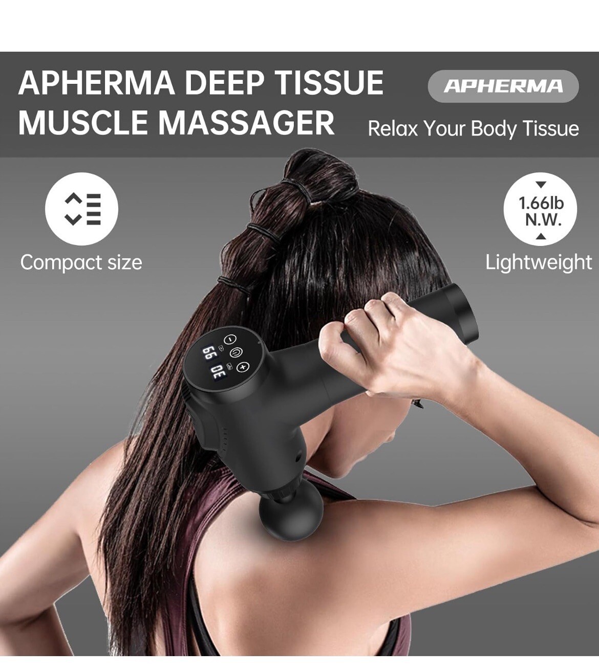 30 SPEED LEVELS, 9 HEADS, MASSAGE GUN HANDHELD DEEP TISSUE, PERCUSSION