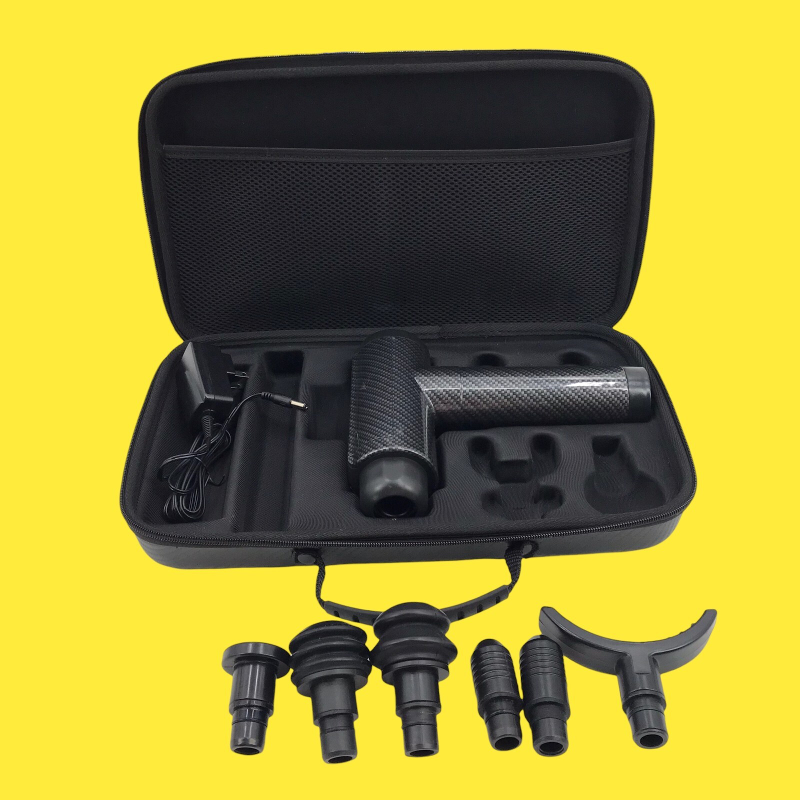 Unbranded Deep Impact Percussion Massage Gun Carbon Fiber x6 Heads #2948 z39 b25
