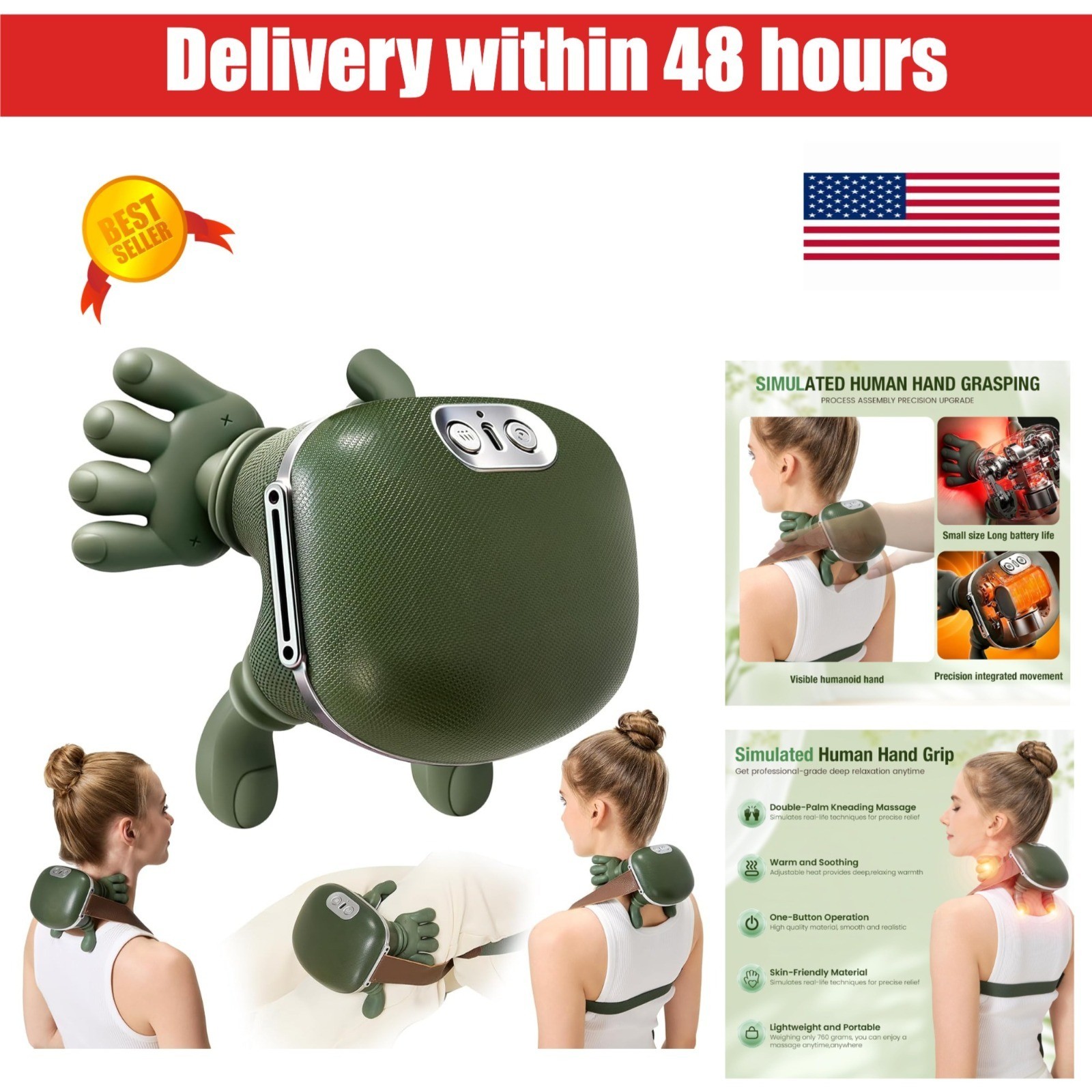 4D Wireless Neck Massager with Heat – Portable Pain Relief Device