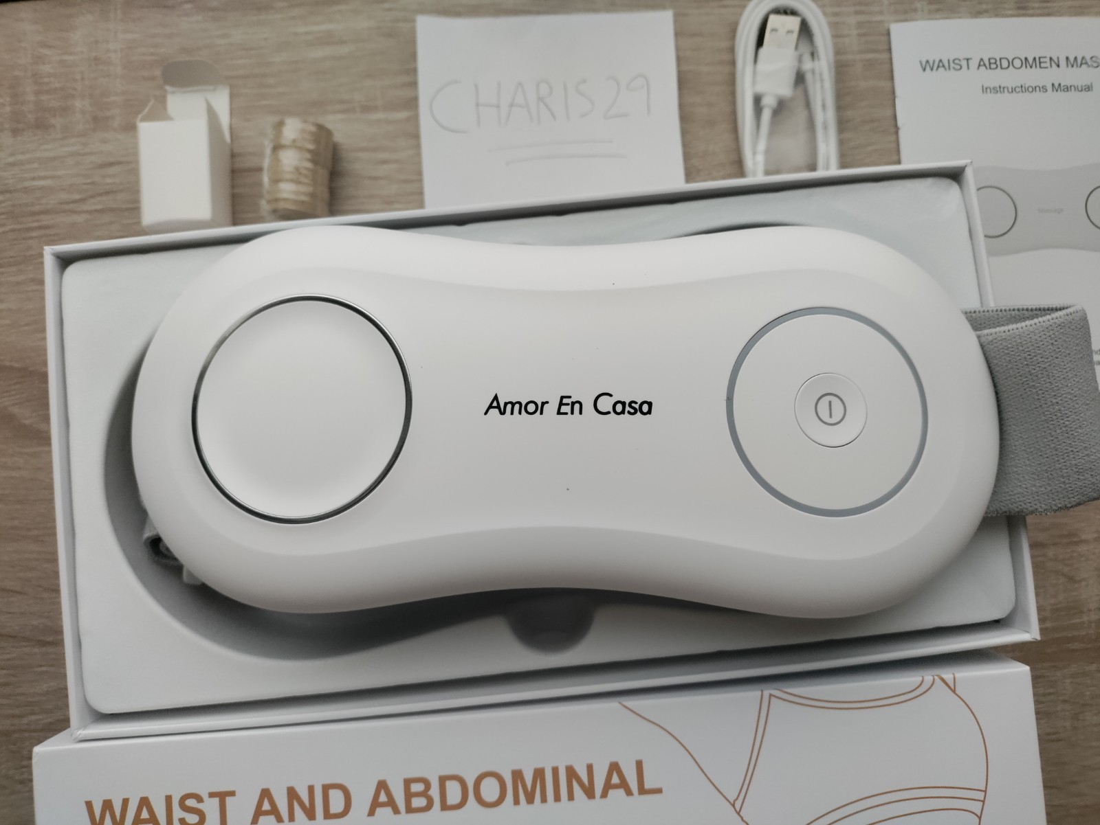 Portable Wireless Waist & Abdominal Massager w/ Red Light, Heat & EMS Pulse
