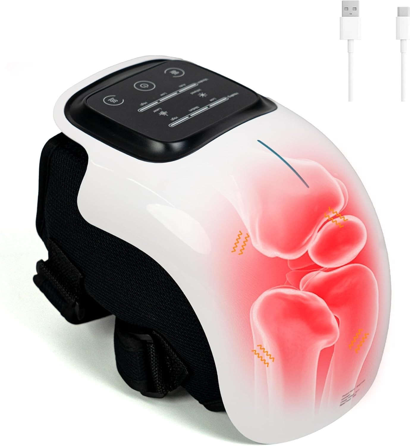 brenzo 2026 NEW 3-in-1 Cordless Knee Massager with Heat, Red Light Therapy & 3 V
