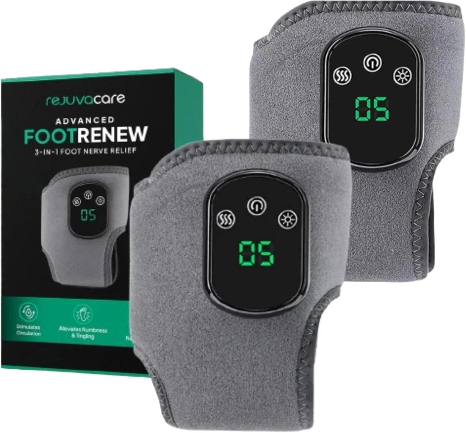 NEW 2 PACK Rejuvacare Foot Renew 3-in-1 Nerve Relief Ankle Massager Pair