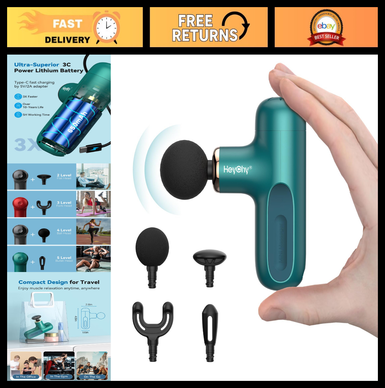 Compact Mini Massage Gun – Deep Tissue Percussion Massager for Home, Gym, Travel
