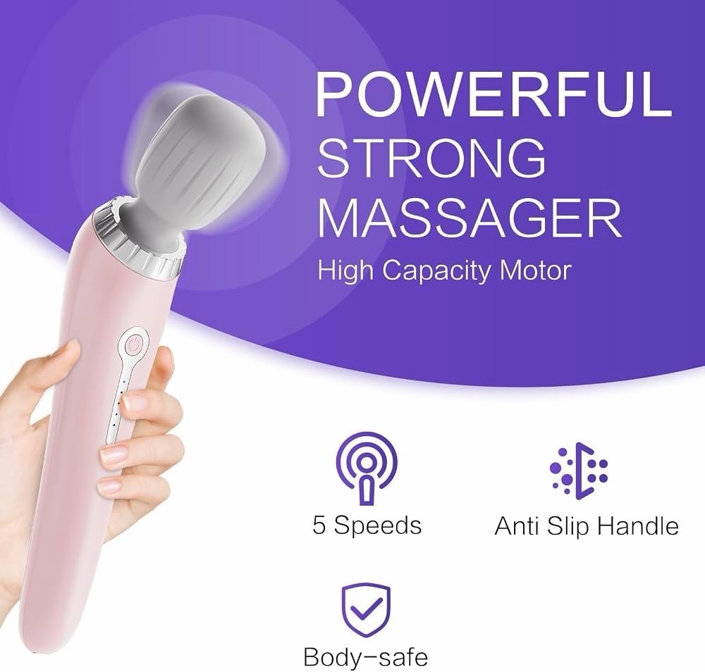KX-325 Cordless USB Rechargeable Handheld Vibrating Massager Pink Silicone