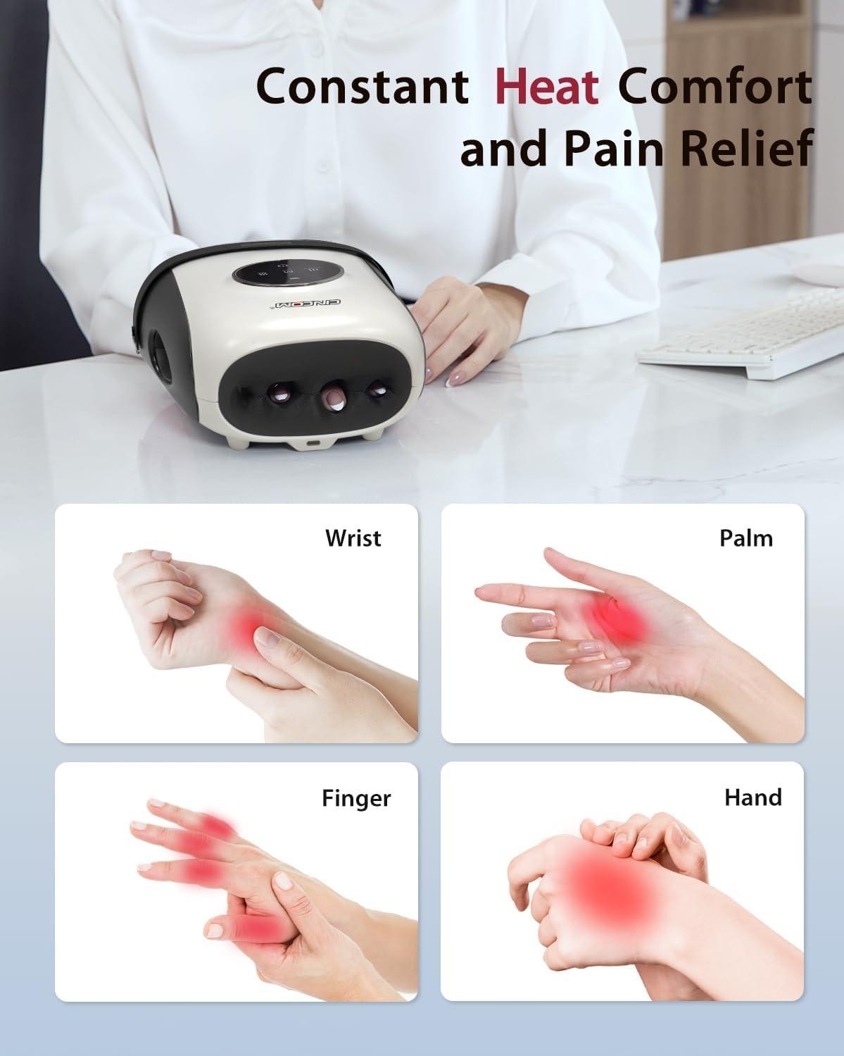 Hand Massager with Heat and Compression, Finger and Palm Massage Machine
