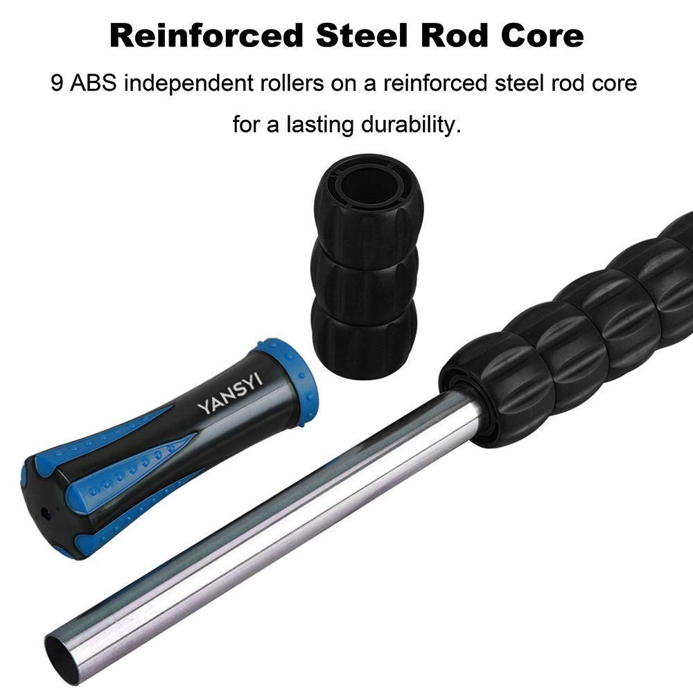 YANSYI Professional 9-Roller Deep Tissue Massage Stick – Portable Muscle Reco…