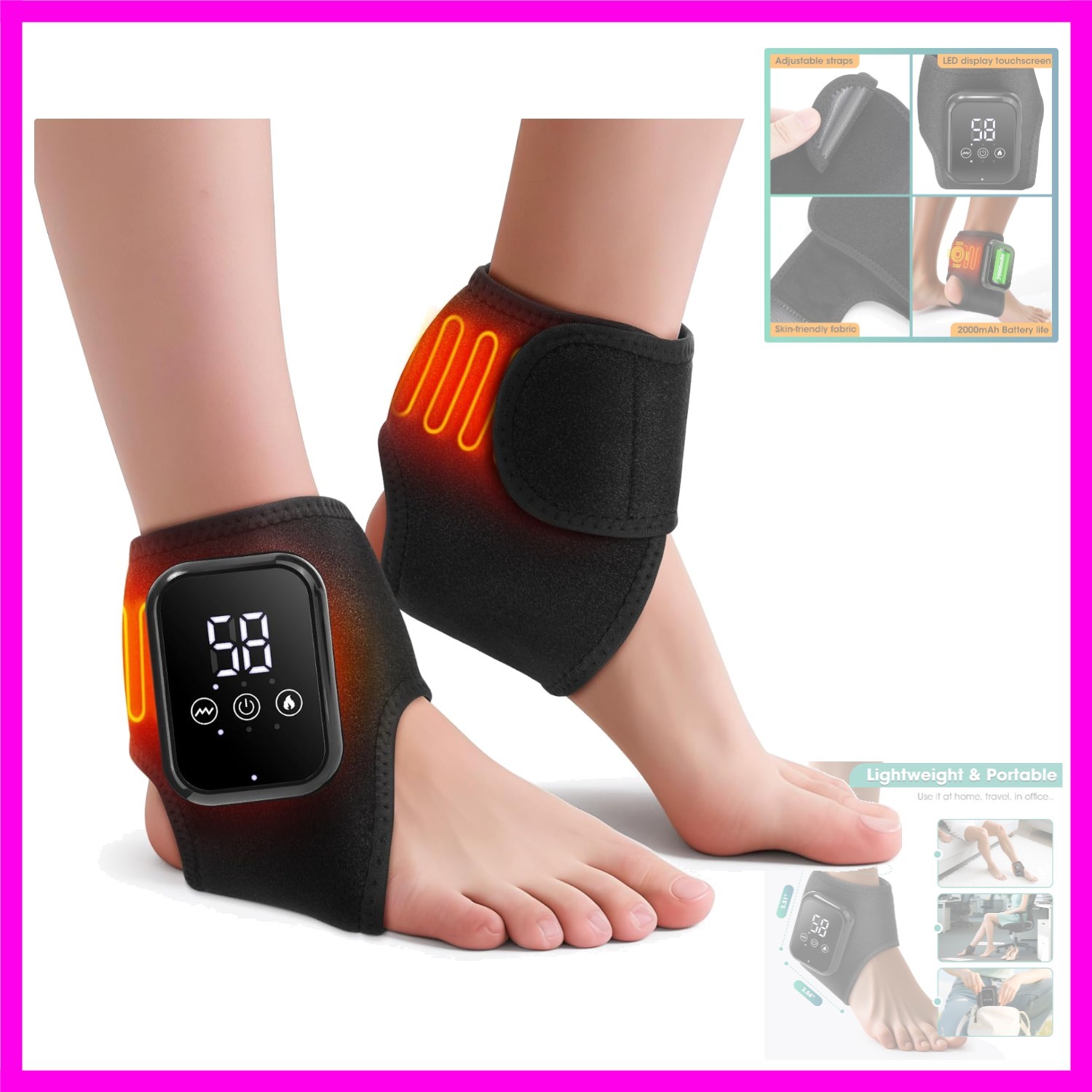 2PCS Foot Massager for Neuropathy, 3-in-1 Cordless Foot and Ankle Massager fo…