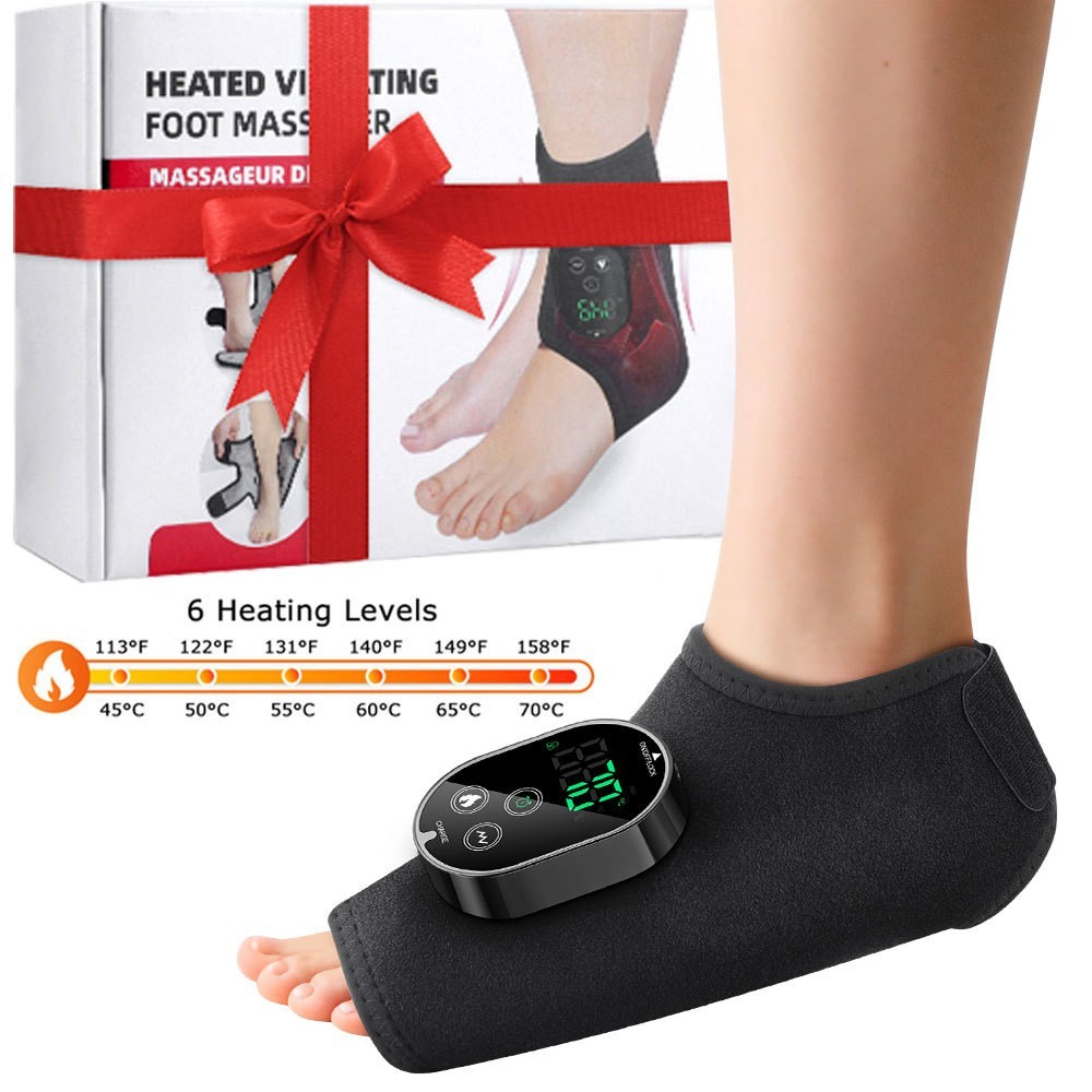 Electric Foot Ankle Massager Relieve Ankle Pain 6 Heat Levels, 3 Vibration Modes